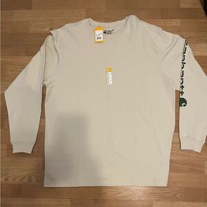 Carhartt Men’s Loose Fit Heavy Duty Long Sleeve T-Shirt – XL, Malt Cotton